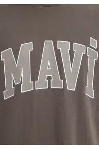 Mavi Logo Printed Brown T-Shirt Loose Fit -91601 - Image 7