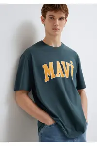 Mavi Logo Printed Green T-Shirt Loose Fit -71598