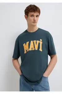 Mavi Logo Printed Green T-Shirt Loose Fit -71598 - Image 3