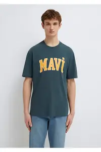 Mavi Logo Printed Green T-Shirt Loose Fit -71598 - Image 4