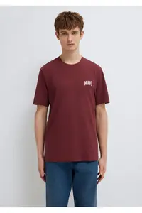 Mavi Logo Printed Claret Red T-Shirt Regular Fit / Normal Cut -70396 - Image 3