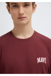 Mavi Logo Printed Claret Red T-Shirt Regular Fit / Normal Cut -70396 - Image 6