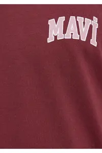 Mavi Logo Printed Claret Red T-Shirt Regular Fit / Normal Cut -70396 - Image 7