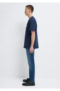 Mavi Logo Printed Navy Blue T-Shirt Regular Fit / Normal Cut -70497 - Image 4