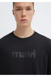 Mavi Logo Printed Black T-Shirt Loose Fit -900 - Image 6