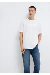Mavi Logo Printed White T-Shirt Loose Fit -620 - Image 2