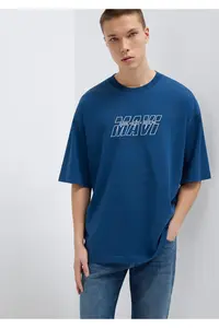Mavi Printed Navy Blue T-Shirt Oversize / Wide Cut -89287 - Image 2