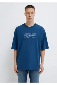 Mavi Printed Navy Blue T-Shirt Oversize / Wide Cut -89287 - Image 3