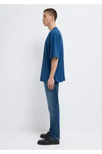 Mavi Printed Navy Blue T-Shirt Oversize / Wide Cut -89287 - Image 4
