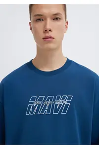 Mavi Printed Navy Blue T-Shirt Oversize / Wide Cut -89287 - Image 6
