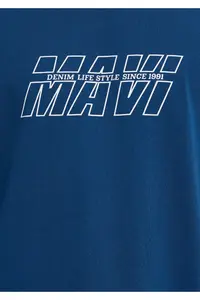 Mavi Printed Navy Blue T-Shirt Oversize / Wide Cut -89287 - Image 7