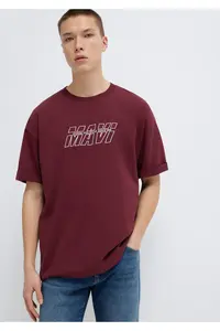Mavi Printed Claret Red T-Shirt Oversize / Wide Cut -70396 - Image 2