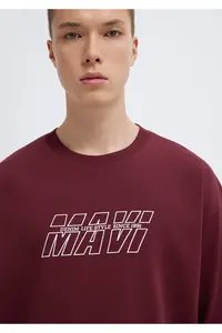 Mavi Printed Claret Red T-Shirt Oversize / Wide Cut -70396 - Image 6