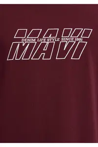 Mavi Printed Claret Red T-Shirt Oversize / Wide Cut -70396 - Image 7