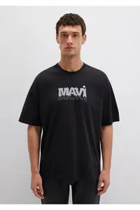 Mavi Logo Printed Black T-Shirt Oversize / Wide Cut -900 - Image 3