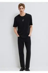 Mavi Pro Logo Printed Black T-Shirt Loose Fit -900