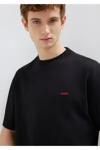 Mavi Logo Printed Black Basic T-Shirt Loose Fit -900 - Image 2