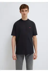 Mavi Logo Printed Black Basic T-Shirt Loose Fit -900 - Image 3