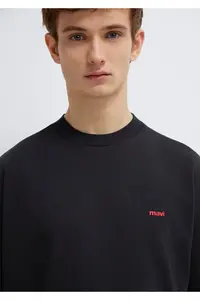 Mavi Logo Printed Black Basic T-Shirt Loose Fit -900 - Image 6