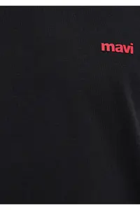 Mavi Logo Printed Black Basic T-Shirt Loose Fit -900 - Image 7