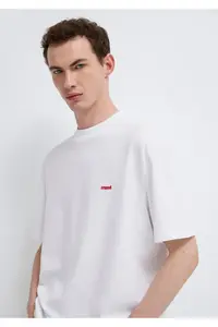 Mavi Logo Printed White Basic T-Shirt Loose Fit / Loosely Comfortable Cut -620 - Image 2