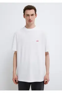 Mavi Logo Printed White Basic T-Shirt Loose Fit / Loosely Comfortable Cut -620 - Image 4