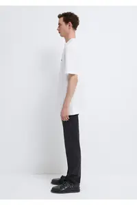 Mavi Logo Printed White Basic T-Shirt Loose Fit / Loosely Comfortable Cut -620 - Image 5