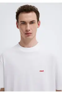 Mavi Logo Printed White Basic T-Shirt Loose Fit / Loosely Comfortable Cut -620 - Image 7
