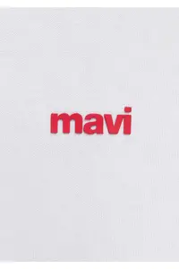 Mavi Logo Printed White Basic T-Shirt Loose Fit / Loosely Comfortable Cut -620 - Image 8