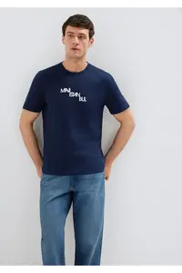 Mavi Istanbul Printed Navy Blue T-Shirt Regular Fit / Normal Cut -70497