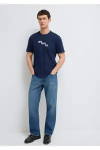 Mavi Istanbul Printed Navy Blue T-Shirt Regular Fit / Normal Cut -70497 - Image 2