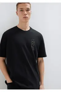 Mavi Logo Back Printed Black T-Shirt Loose Fit / Loosely Comfortable Cut -900 - Image 2