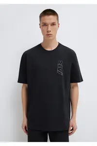 Mavi Logo Back Printed Black T-Shirt Loose Fit / Loosely Comfortable Cut -900 - Image 3