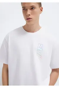 Mavi Logo Back Printed White T-Shirt Loose Fit / Loosely Comfortable Cut -620 - Image 2