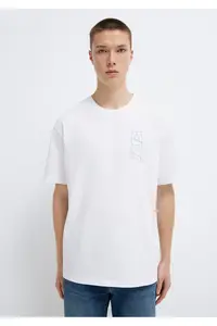 Mavi Logo Back Printed White T-Shirt Loose Fit / Loosely Comfortable Cut -620 - Image 4