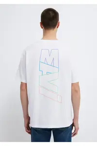 Mavi Logo Back Printed White T-Shirt Loose Fit / Loosely Comfortable Cut -620 - Image 6