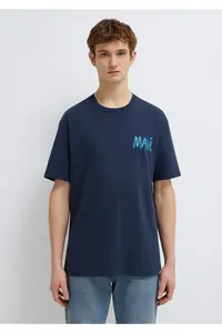 Mavi Printed Navy Blue T-Shirt Loose Fit / Loose Fit -70490 - Image 3