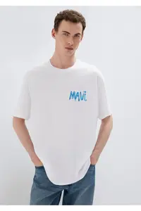 Mavi Printed White T-Shirt Loose Fit -620