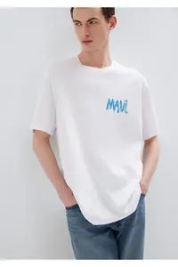 Mavi Printed White T-Shirt Loose Fit -620 - Image 2