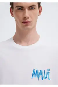 Mavi Printed White T-Shirt Loose Fit -620 - Image 6