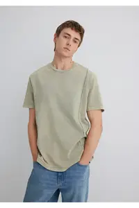 Mavi Green T-Shirt with Stitching Detail Loose Fit / Loosely Comfortable Cut -70100 - Image 2