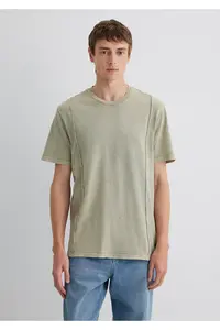 Mavi Green T-Shirt with Stitching Detail Loose Fit / Loosely Comfortable Cut -70100 - Image 4