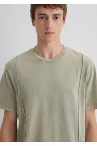 Mavi Green T-Shirt with Stitching Detail Loose Fit / Loosely Comfortable Cut -70100 - Image 6