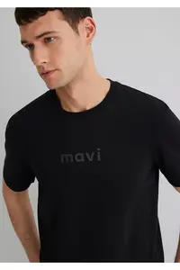 Mavi Logo Printed Black T-Shirt Regular Fit / Normal Cut -900 - Image 3