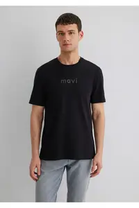 Mavi Logo Printed Black T-Shirt Regular Fit / Normal Cut -900 - Image 4