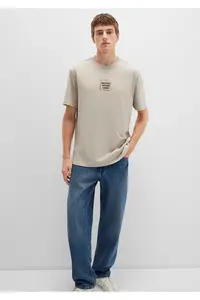 Mavi Printed Beige T-Shirt Loose Fit -70039 - Image 2