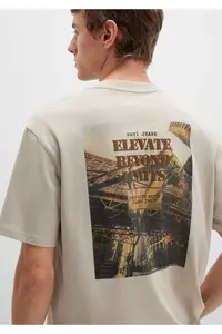 Mavi Printed Beige T-Shirt Loose Fit -70039 - Image 3