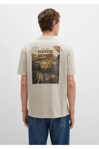 Mavi Printed Beige T-Shirt Loose Fit -70039 - Image 5
