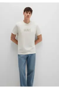 Mavi Logo Printed Beige T-Shirt Regular Fit / Normal Cut -70134