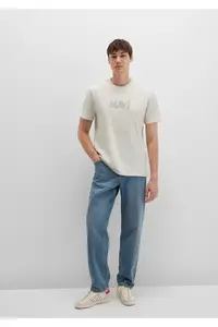Mavi Logo Printed Beige T-Shirt Regular Fit / Normal Cut -70134 - Image 2